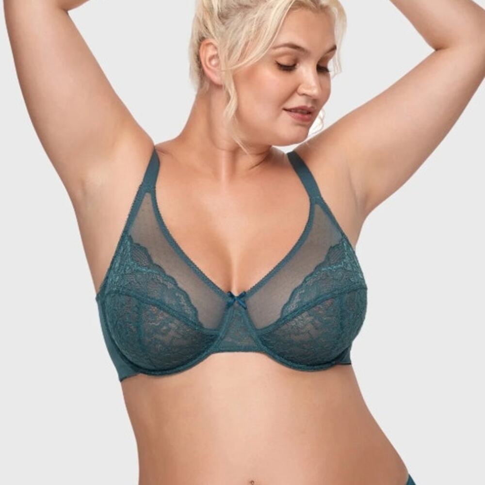 HSIA Enchante Deep Teal Lace Underwire Bra Size 38H NWT